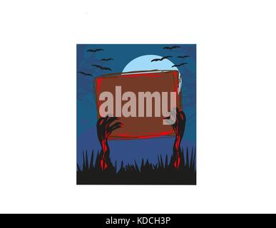 Zombie Hände aus Grab Karte Stock Vektor