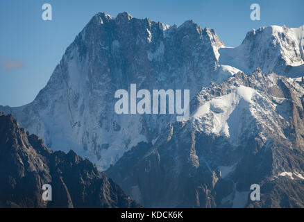 Nordwand der Grandes Jorasses vom Lac Blanc, Aiguille Rouge, Chamonix, Frankreich Stockfoto