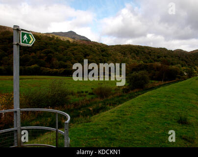Wanderweg durch das Tal der ffestiniog, Gwynedd, Snowdonia National Park, North Wales, UK Stockfoto