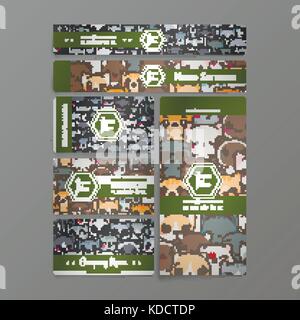 Satz von kartenvorlagen mit cute Cartoon, Katzen und Hunde mit unterschiedlichen Emotionen. Stock Vektor