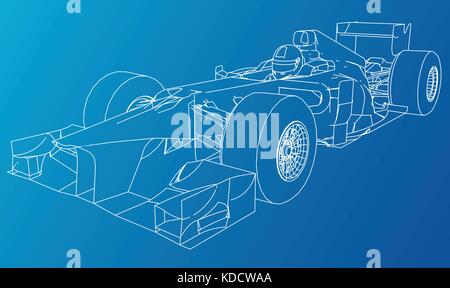 Rennwagen. wire-frame.eps 10 Format. Vektor erstellt von 3d. Stock Vektor