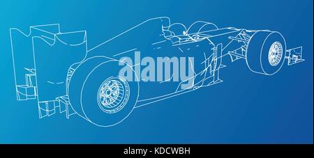 Rennwagen. wire-frame.eps 10 Format. Vektor erstellt von 3d. Stock Vektor