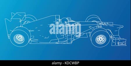 Rennwagen. wire-frame.eps 10 Format. Vektor Rendering von 3d. Stock Vektor