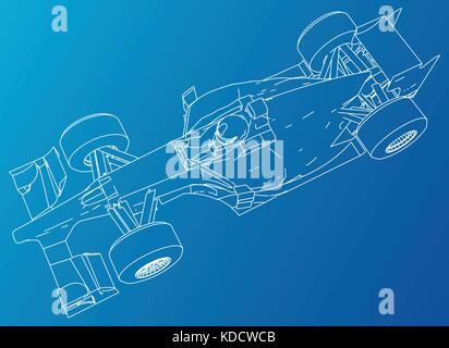 Rennwagen. wire-frame.eps 10 Format. Vektor erstellt von 3d. Stock Vektor