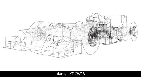 Rennwagen. wire-frame.eps 10 Format. Vektor erstellt von 3d. Stock Vektor