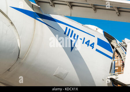 Schukowski, Russland - Juli 24. 2017. Tupolew Tu-144 Flugzeug wurde die weltweit erste kommerzielle Supersonic Transport Flugzeuge auf dem internationalen aviat Stockfoto