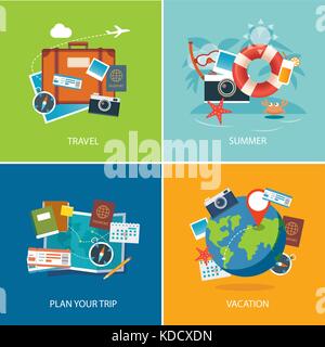 Der Sommer und flache Design banner Vorlage Stock Vektor