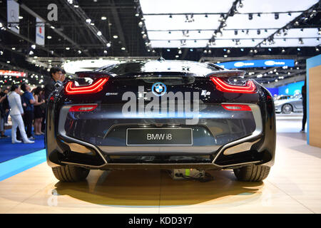 NONTHABURI - 28. März: BMW i8 auf dem Display an der 38th Thailand Bangkok International Motor Show 2017 am 28. März 2017 der Nonthaburi, Thailand. Stockfoto