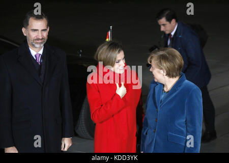 Koenig Felipe vi, Koenigin Letizia von Spanien, bkin Merkel-Treffen der Dt. Bundeskanzlerin mit dem spanischen koenigspaar, Bundeskanzleramt, Stockfoto