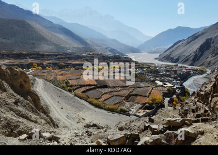 Herbst in Nepal Bergstadt kagbeni Stockfoto
