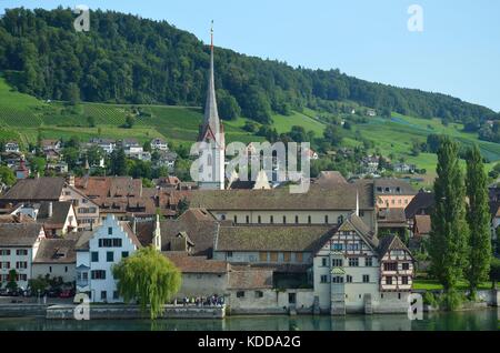 Blick auf die historische Altstadt von Stein am Rhein, Schweiz Stockfoto