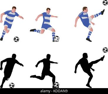 Fußball-Spieler Silhouetten und Illustration - Vektor Stock Vektor