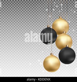 Gold und Schwarz christmas ball mit Kugel auf transparentem Hintergrund Vector Illustration Stock Vektor