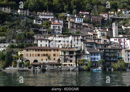 Malerische Dorf Gandria, Lago di Lugano, Tessin, Schweiz Stockfoto