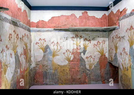 Zimmer mit Fresken von Akrotiri in Athen Nationalen Archäologischen Museum Stockfoto