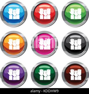 Verschiedene Menschen erhobenen Händen bis Satz 9 Sammlung Stock Vektor