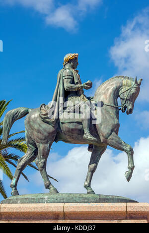 Napoleon Bonaparte Reiterstandbild am Place de Gaulle, Ajaccio, Korsika, Frankreich. Stockfoto