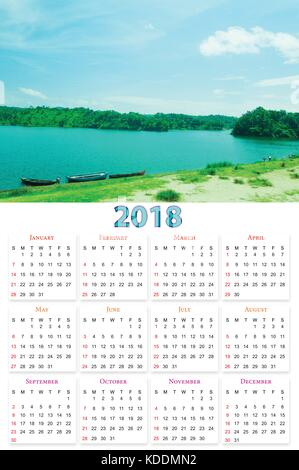 12 Monate Kalender design 2018 Druckbare und bearbeitet werden. Stock Vektor