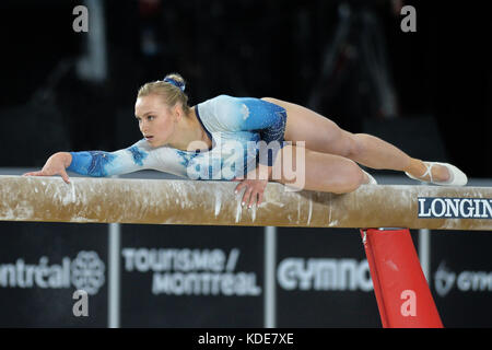 Montreal, Quebec, Kanada. 6. Okt 2017. ELSABETH SCHWARZ, aus Kanada, konkurriert auf dem Schwebebalken während der Frauen vielseitige Finale im Olympiastadion in Montreal, Quebec statt. Credit: Amy Sanderson/ZUMA Draht/Alamy leben Nachrichten Stockfoto