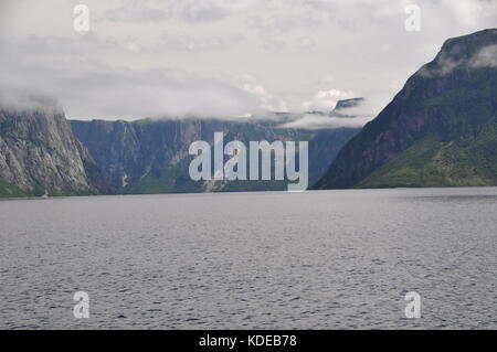 Western Brook Pond, ein Süßwasser-Eiszeitlichen Fjord im Gros Morne National Park, an der Westküste von Neufundland, Kanada Stockfoto