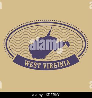 West Virginia map Silhouette - ovaler Stempel Stock Vektor