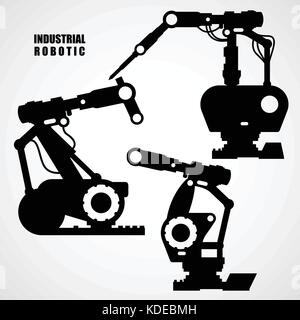 Industrielle Robotik - Fördertechnik Maschinen Werkzeuge Silhouetten Stock Vektor