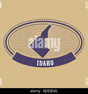 Idaho Karte Silhouette - ovaler Stempel der Staatlichen Stock Vektor