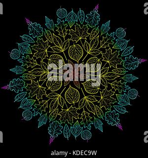 Herbst Mandala mit Blätter im Herbst Stock Vektor