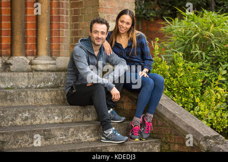 Joe McFadden und Katya Jones in einem Studio in London während der Proben für BBC's Strictly Come Dancing. Stockfoto