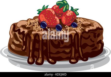 Abbildung: Schokolade Kuchen mit Beeren Stock Vektor
