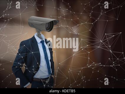 Digital composite der Geschäftsmann mit CCTV-Leiter im Büro Stockfoto