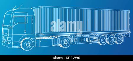 Lkw-anhänger. Abstrakte Zeichnung. tracing Abbildung der 3d. Stock Vektor