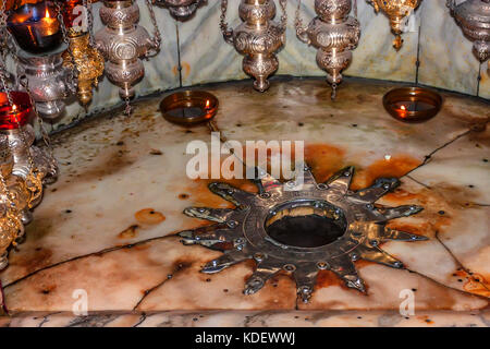 Ort der Geburt Christi in der Kirche der Geburt Stockfoto