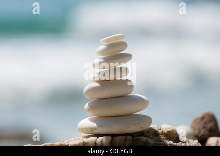 Stapel von Marmor Zierkies. , Griechische Insel Thassos, Griechenland. Stockfoto