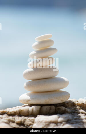 Stapel von Marmor Zierkies. , Griechische Insel Thassos, Griechenland. Stockfoto