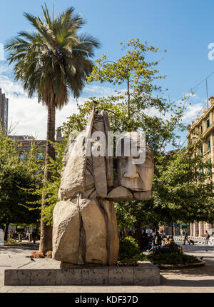 Denkmal für die Mapuche, Plaza de Armas, Santiago, Chile, Südamerika Stockfoto