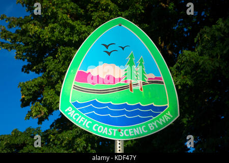 Pacific Coast Scenic Byway unterzeichnen, Clallam County, Washington Stockfoto