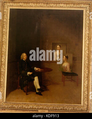 Porträt eines Mannes, der die Bisse, oder assoziierten, Familie, und zwei Frauen, von Arthur Devis (1712 87) (in Maratta frame) Stockfoto