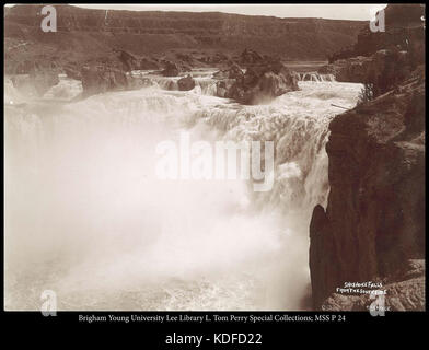 *Shoshone Falls*, auch bekannt als *Niagara des Westens*, ist auf diesem Foto von der Südseite aus aufgenommen. Die Wasserfälle in Idaho sind bekannt für ihre Schönheit und dramatische Fallhöhe. Stockfoto