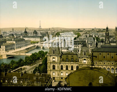 Panorama der sieben Brücken, Paris, Frankreich, zwischen der Ca. 1890 und Ca. 1900 Stockfoto