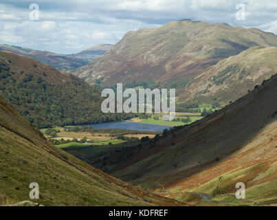 Blick hinunter Kirkstone Pass, Lake District, Cumbria Stockfoto