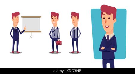 Satz von Geschäftsmann Charakter. Cartoon Vektor Büromanager. Stock Vektor