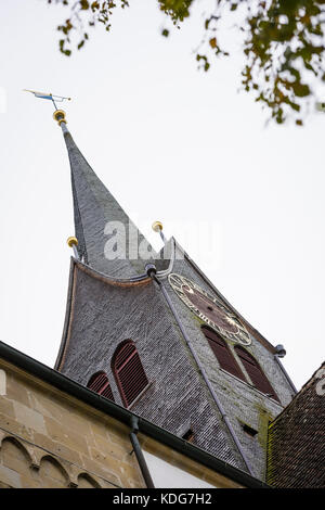 Kappel am Albis, Schweiz - 30 September 2017: Kirchturm von Kappel, Abtei, eine ehemalige Zisterzienser Kloster Kappel am Albis entfernt in der Schweizer Stockfoto