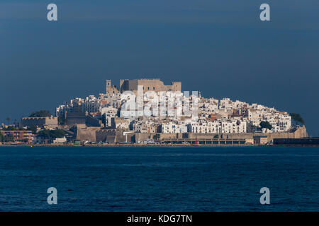 Ansicht der Peniscola Vorgebirge am Ebro Delta, Castellon, Spanien. Stockfoto