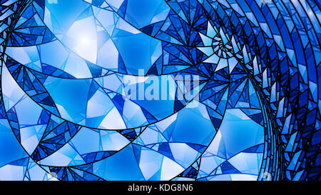 Blau leuchtende Glasmalerei Spirale, computer-generierte Zusammenfassung Hintergrund, 3D-Rendering Stockfoto