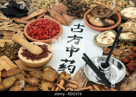 Kräuter in der chinesischen Kräutermedizin mit moxa Sticks in alternative moxibustion Therapie verwendet. Stockfoto