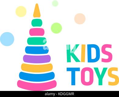 Kinder Spielzeug abstrakt bunte Kegel der Kreise Logo. Kinder s waren und Spielzeug Symbol speichern, Vector Illustration. Stock Vektor