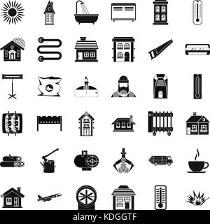Warme Symbole gesetzt, einfachen Stil Stock Vektor