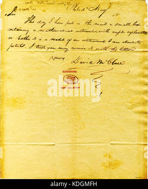 Brief unterzeichnet David McClure, Philadelphia, Thomas Jefferson, Mai 1819 Stockfoto