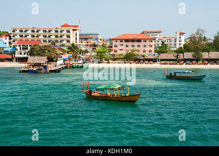 Blick vom Meer auf einer Stadt Strand von Sihanoukville Stockfoto